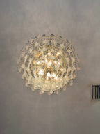 Vintage Retro MCM Mirrored Prism and Lucite 7-Tiered Chandelier with Brass Frame