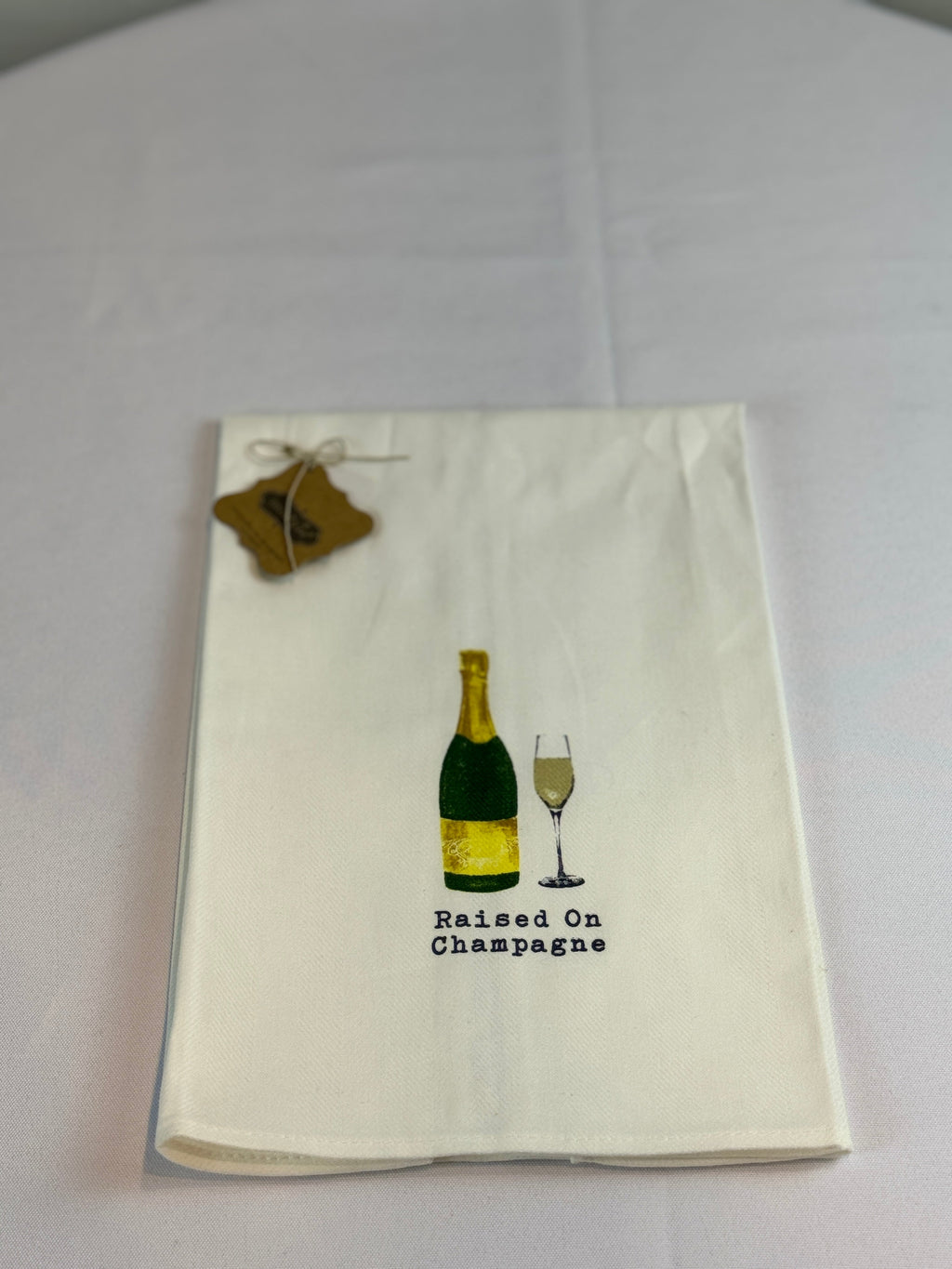 "Raised on Champagne" Kitchen or Bar Towel by Mudpie