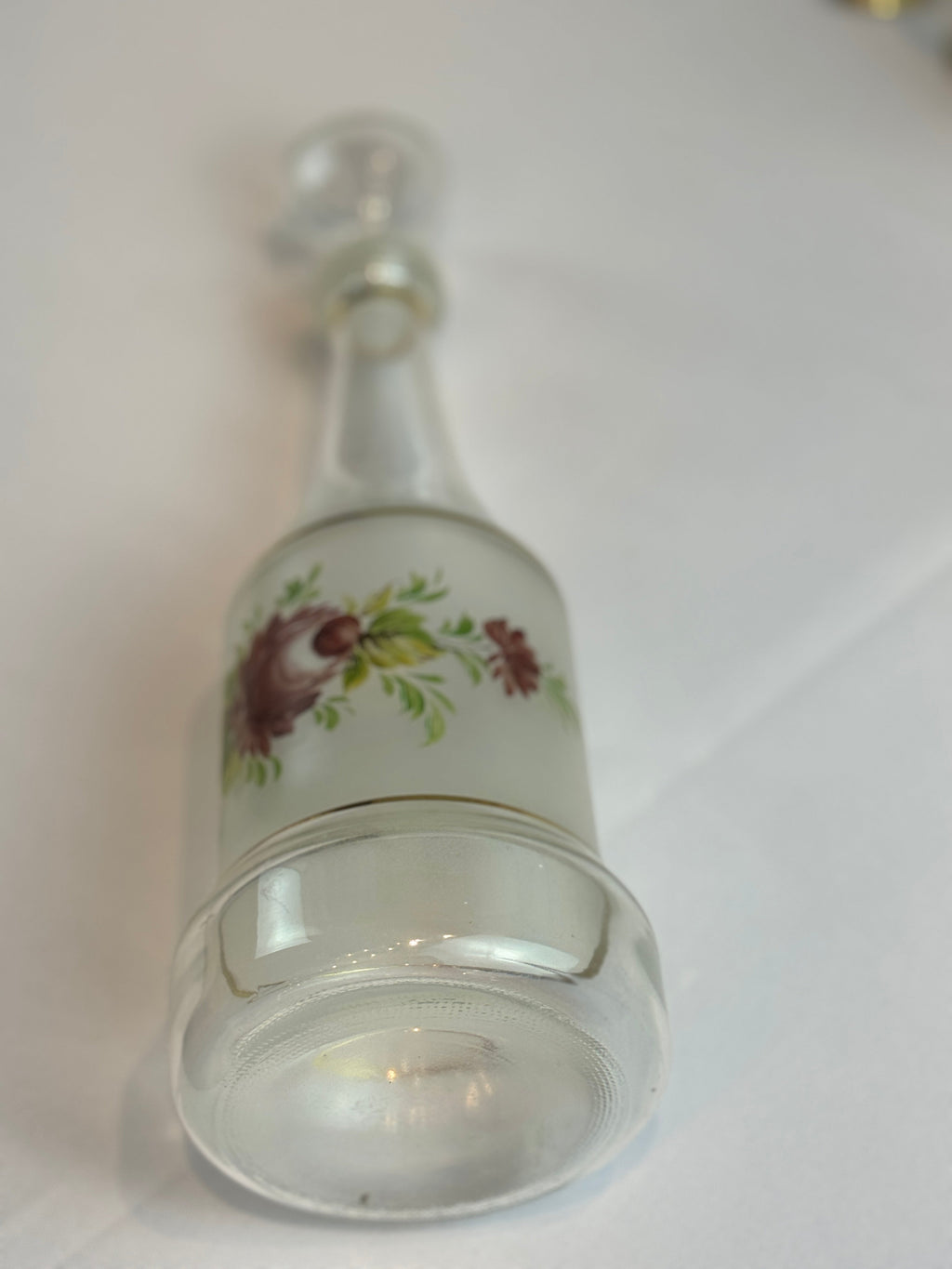 1960s Mid Century Italian Cocktail Set - Decanter and 6 wine or cordial glasses - with hand painted roses