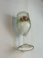 1960s Mid Century Italian Cocktail Set - Decanter and 6 wine or cordial glasses - with hand painted roses