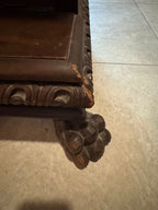 Antique Carved Italian Walnut Clawfoot Nightstands - A Pair