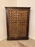 Antique Indian Teak Wood Door Corner Cabinet Armoire, TV Stand