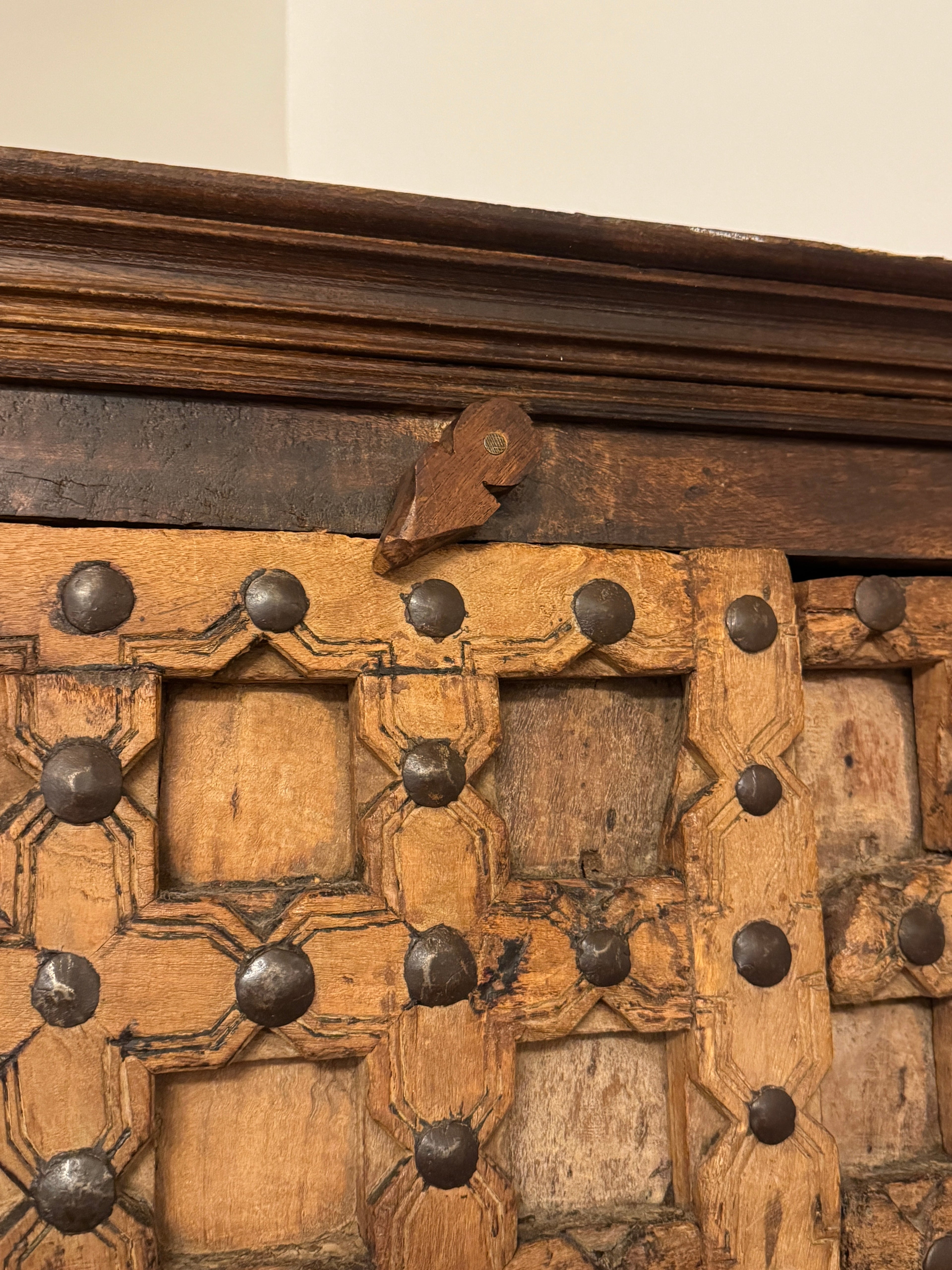 Antique Indian Teak Wood Door Corner Cabinet Armoire, TV Stand