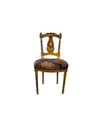 Antique French Louis XIV Gold Leaf Side Accent Harp Small Chair