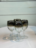 1970s Mid Century/Retro Vintage Floral Etched Queen Lusterware Silver Fade Ombre Cocktail Set - Set of 12 - Made in France