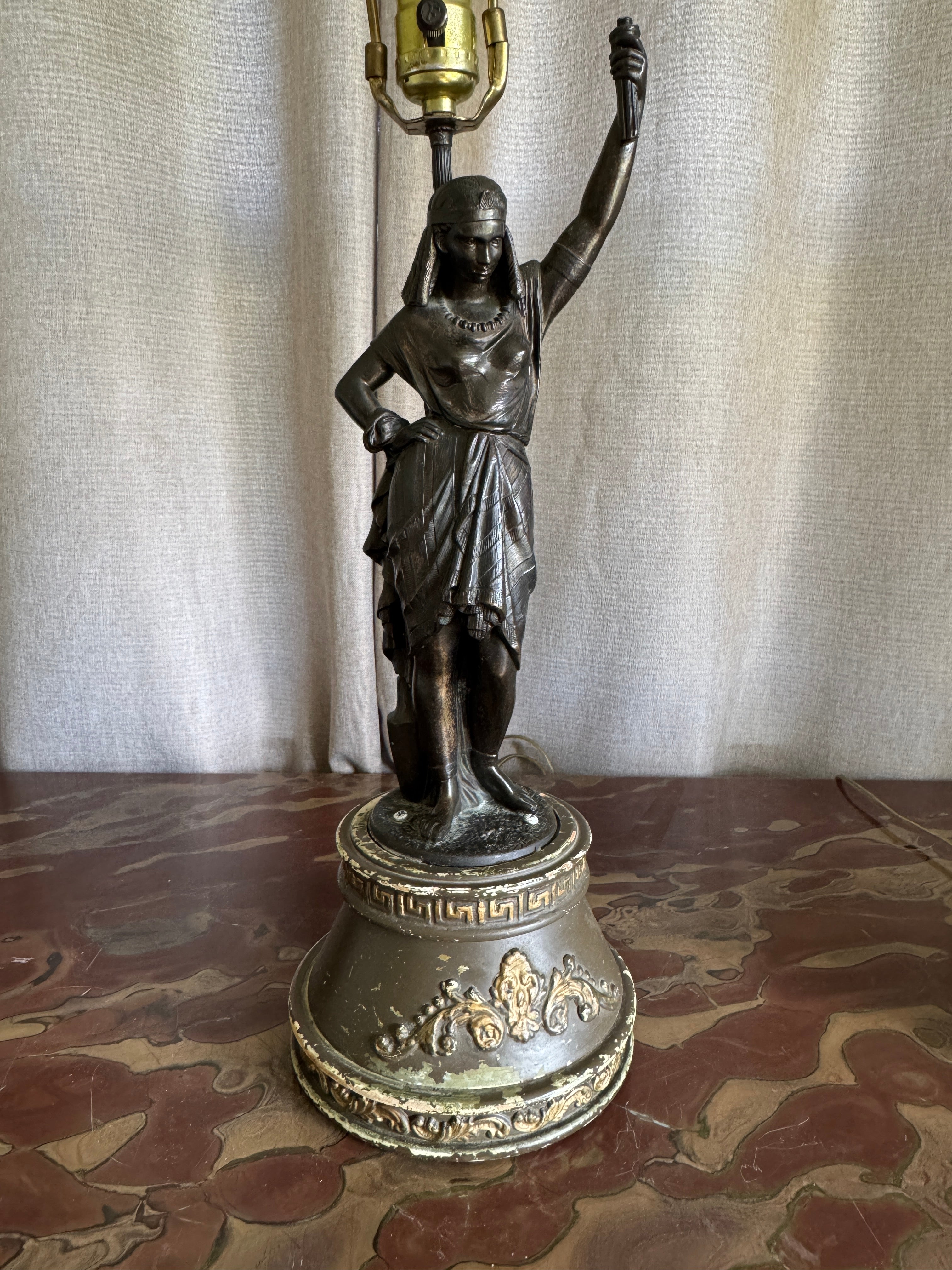 Vintage Victorian Statue Table Lamps - Set of Two