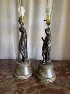 Vintage Victorian Statue Table Lamps - Set of Two