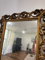 Antique Carved Italian Walnut Stand Mirror