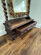 Antique Carved Italian Walnut Stand Mirror