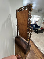 Antique Carved Italian Walnut Stand Mirror