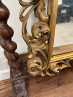 Antique Carved Italian Walnut Stand Mirror