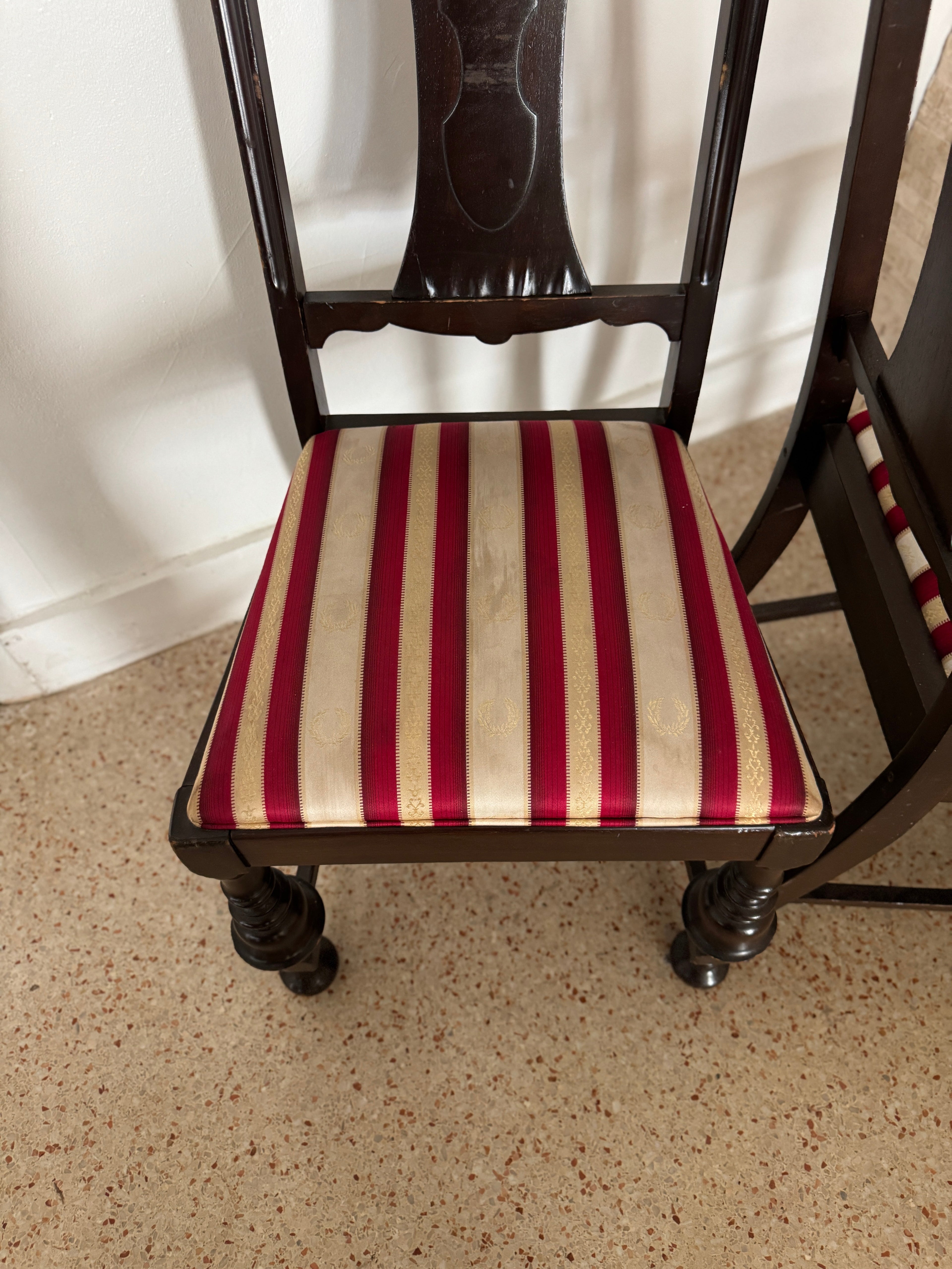 Antique English Upholstered Dining Chairs - Set of 4