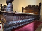 Antique Carved Italian Walnut Clawfoot European Queen Sized Bed