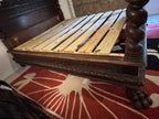 Antique Carved Italian Walnut Clawfoot European Queen Sized Bed