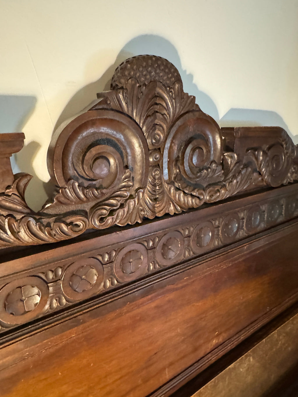 Antique Carved Italian Walnut Clawfoot European Queen Sized Bed