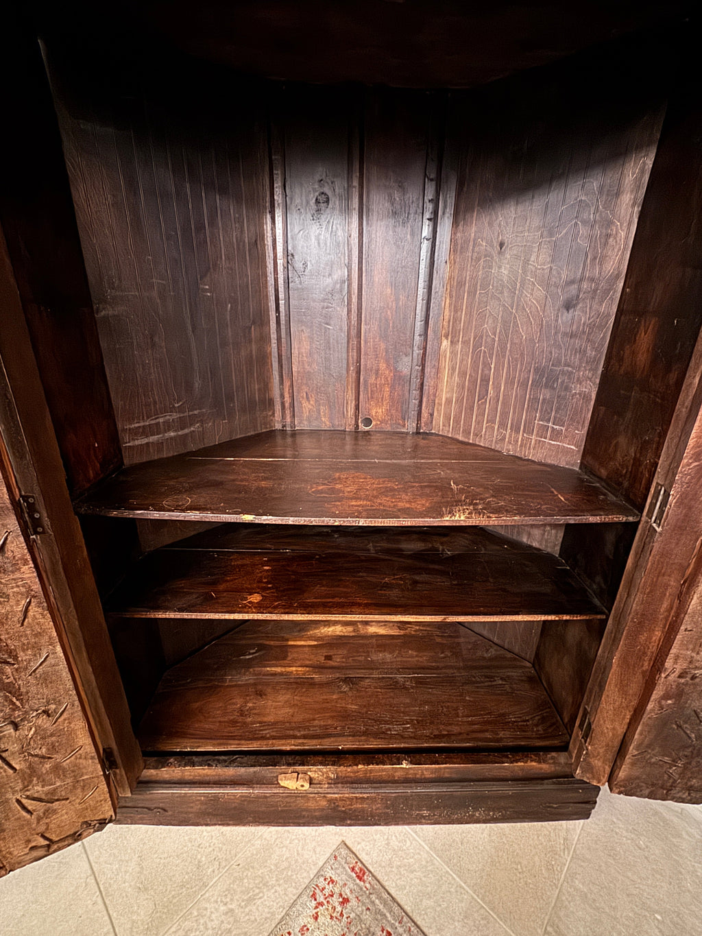 Antique Indian Teak Wood Door Corner Cabinet Armoire, TV Stand