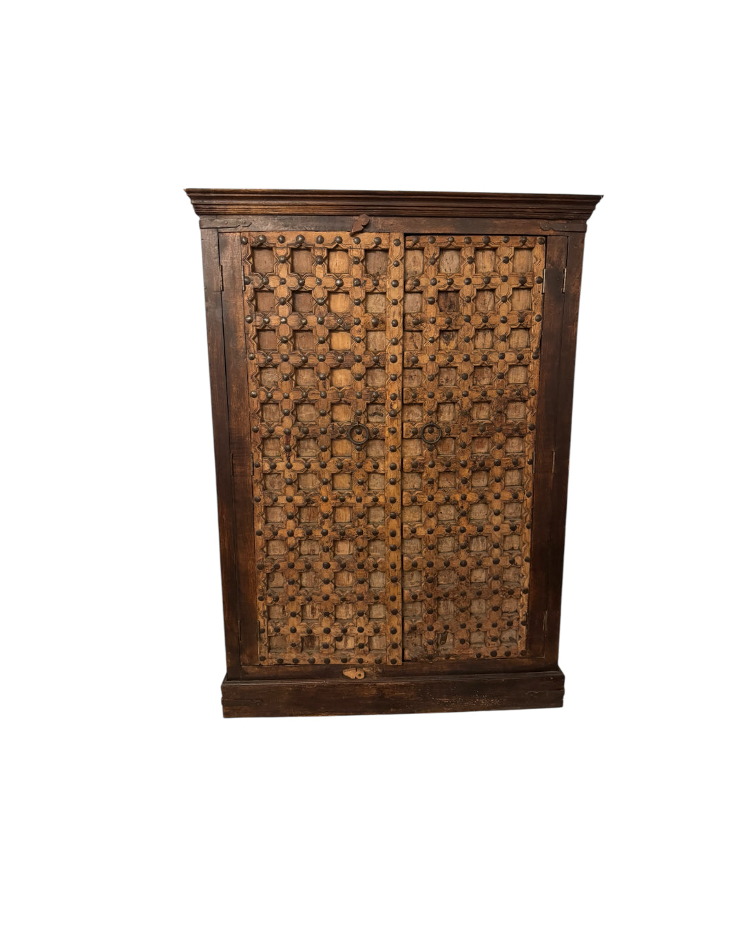 Antique Indian Teak Wood Door Corner Cabinet Armoire, TV Stand