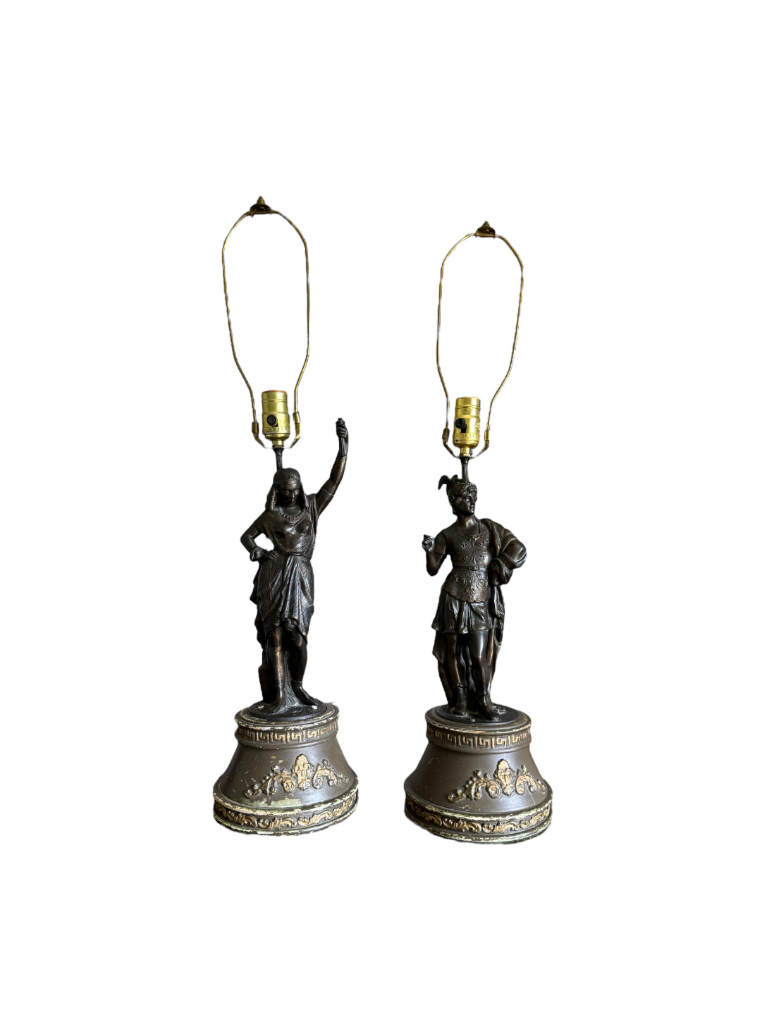Vintage Victorian Statue Table Lamps - Set of Two