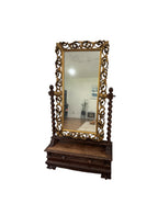 Antique Carved Italian Walnut Stand Mirror