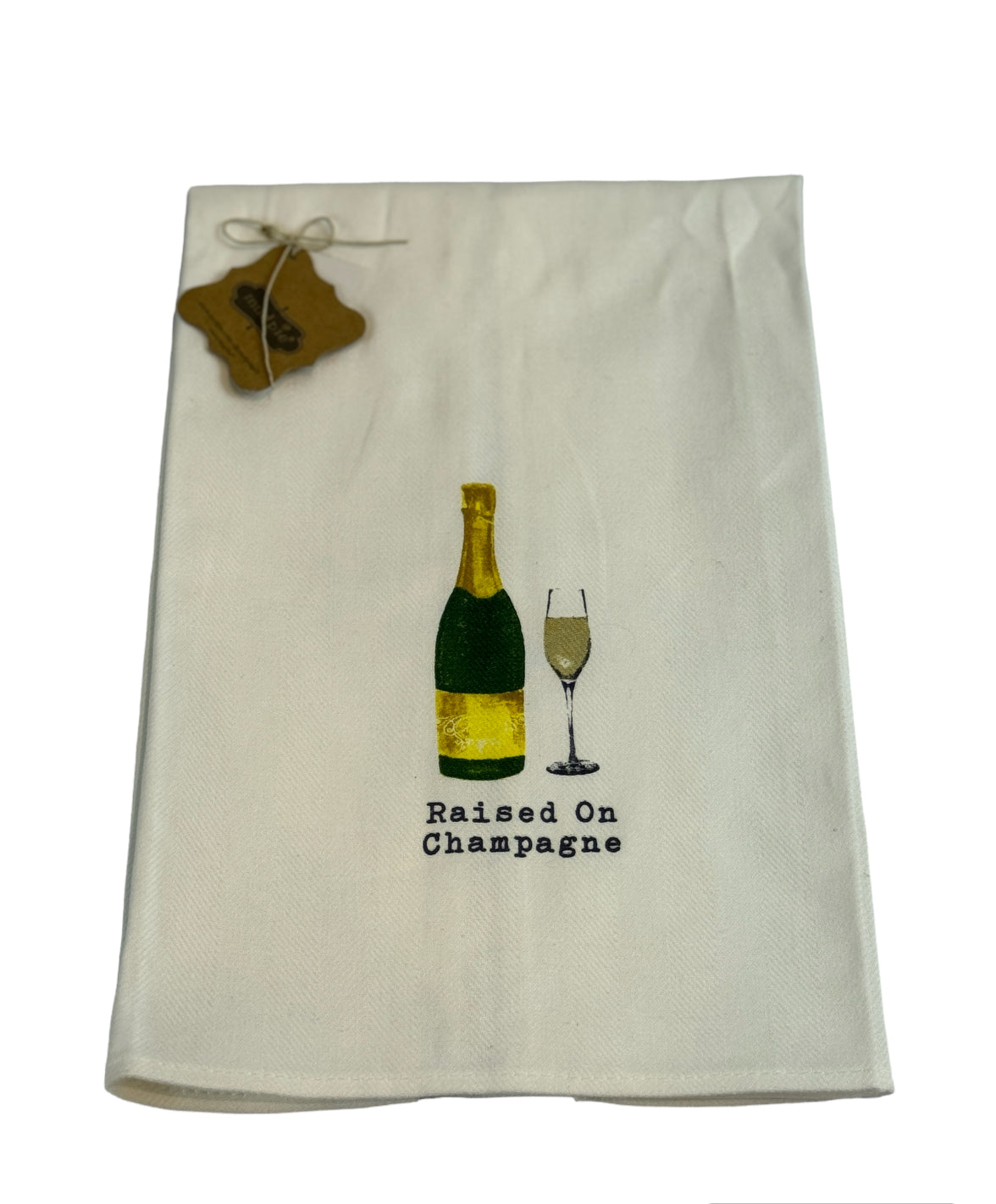 "Raised on Champagne" Kitchen or Bar Towel by Mudpie