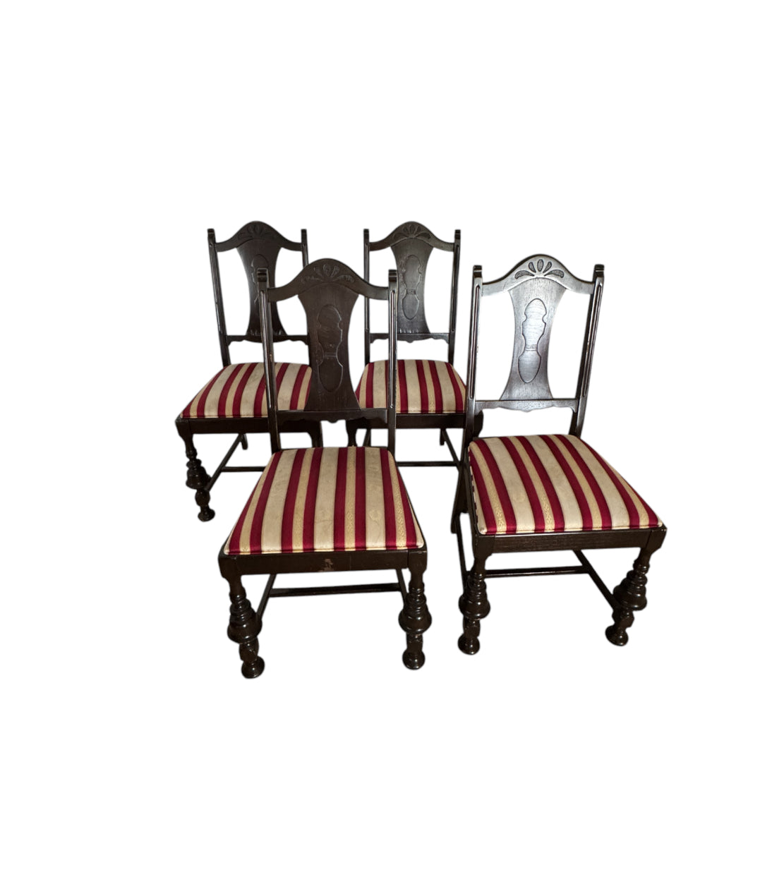 Antique English Upholstered Dining Chairs - Set of 4