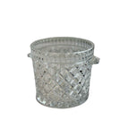 Vintage Crystal Glass Diamond Shaped Ice Bucket / Champagne Bucket with Handles