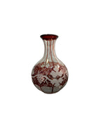 Vintage Ruby Red Bohemian Glass Vase with Grape Vine design