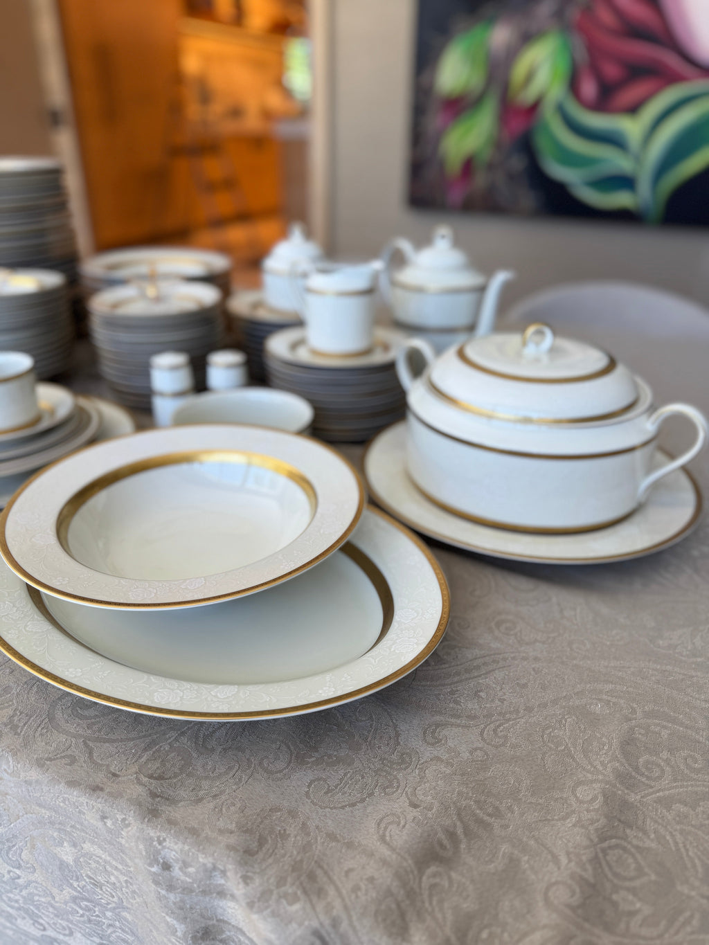 Late 20th Century Mikasa Antique Lace Fine China - 85 Pieces, 6 piece place setting