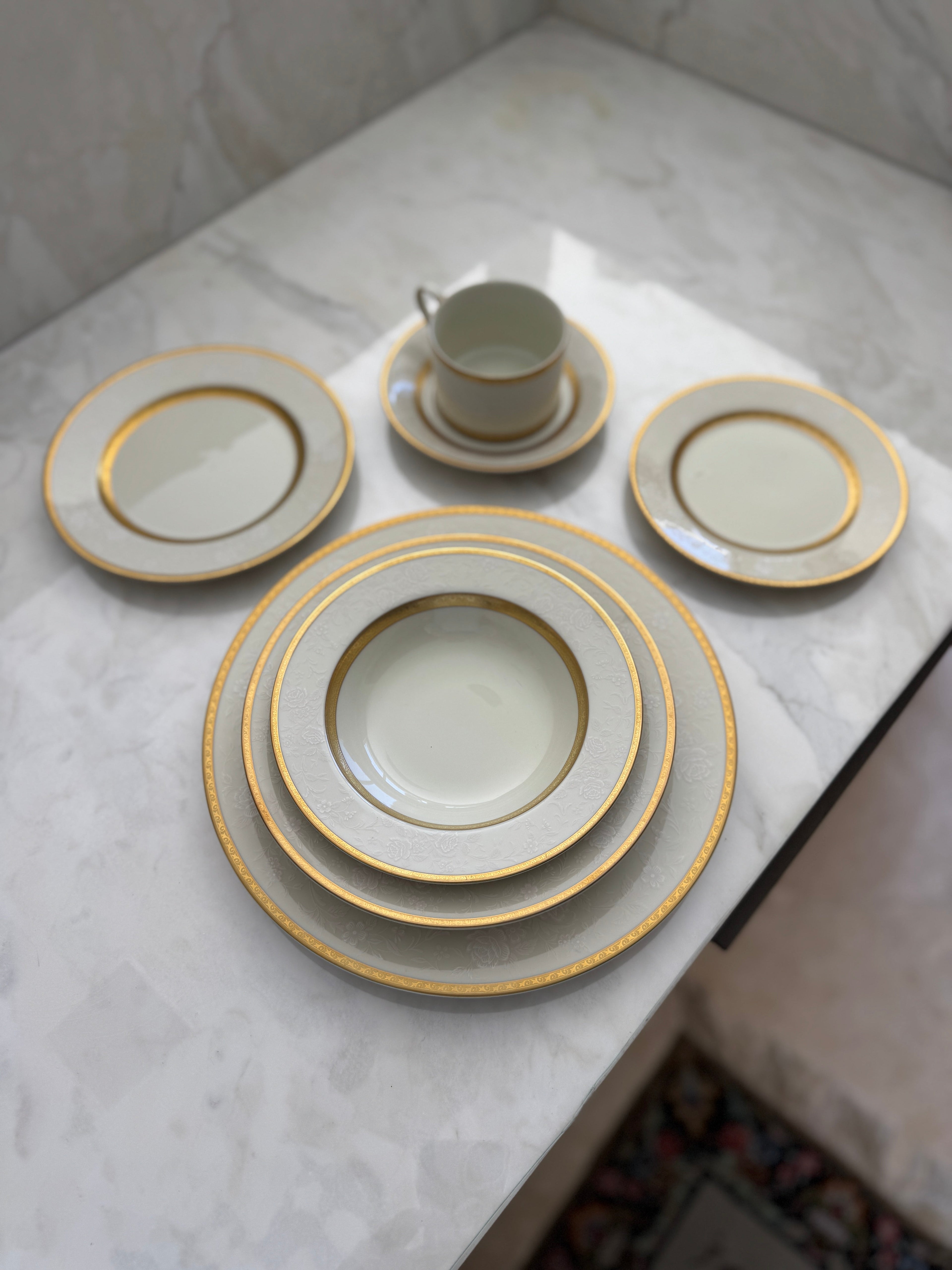 Late 20th Century Mikasa Antique Lace Fine China - 85 Pieces, 6 piece place setting