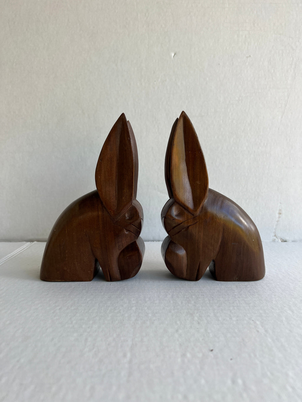 Hand Carved Mahogany Donkey Bookends - set of two