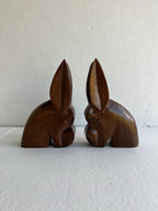 Hand Carved Mahogany Donkey Bookends - set of two