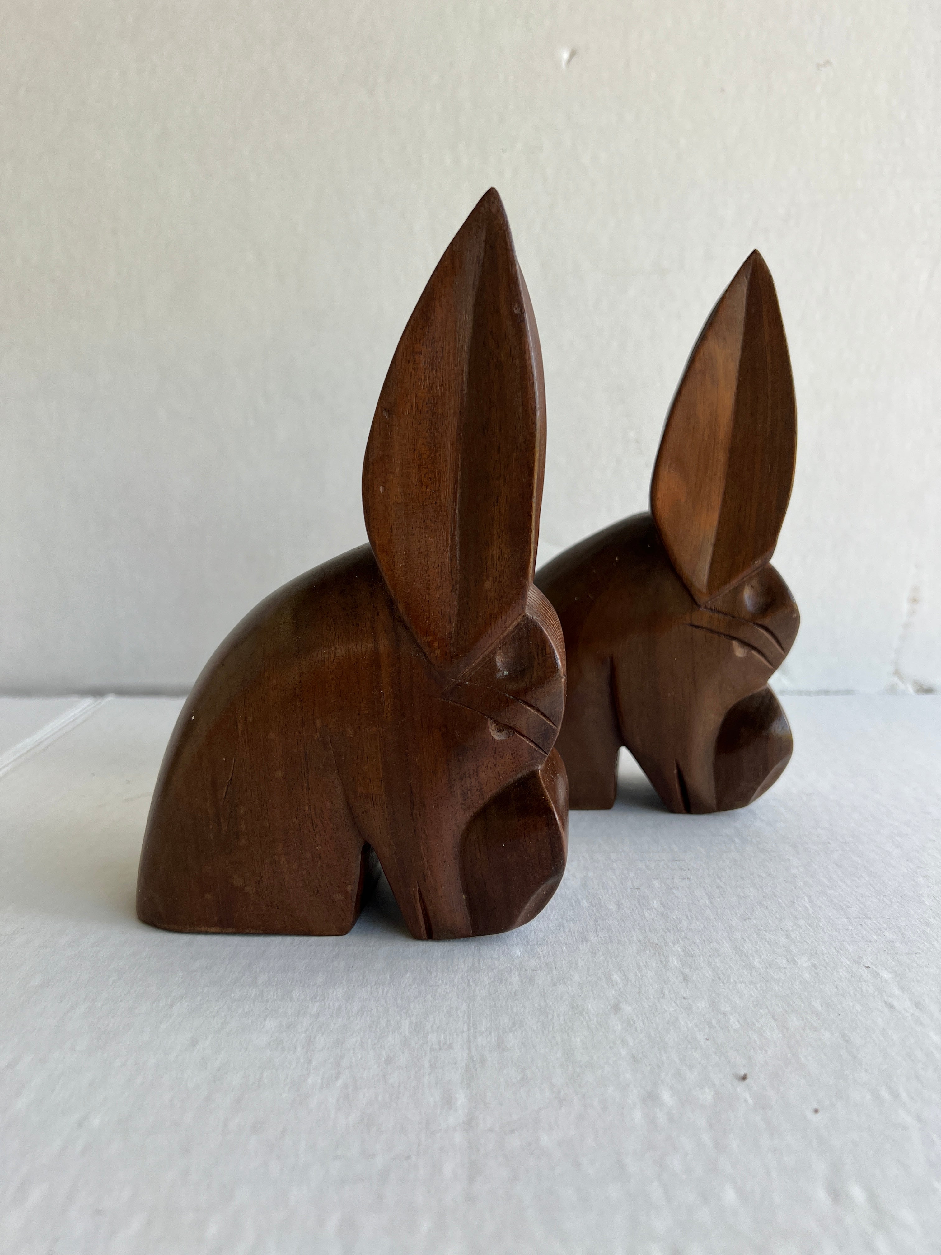 Hand Carved Mahogany Donkey Bookends - set of two