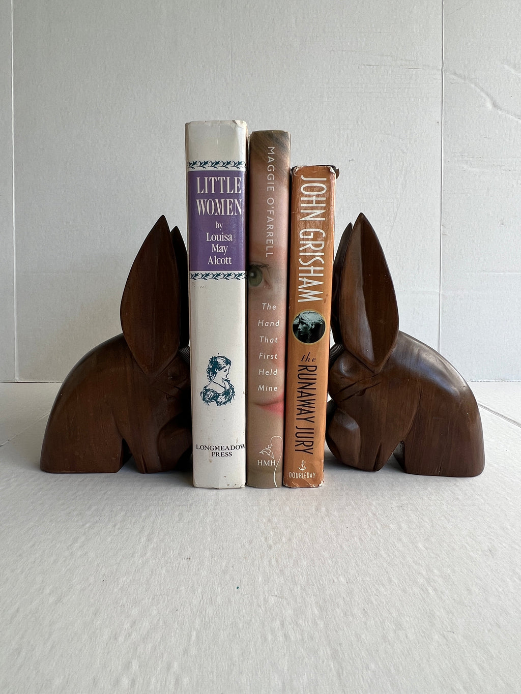 Hand Carved Mahogany Donkey Bookends - set of two