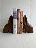 Hand Carved Mahogany Donkey Bookends - set of two