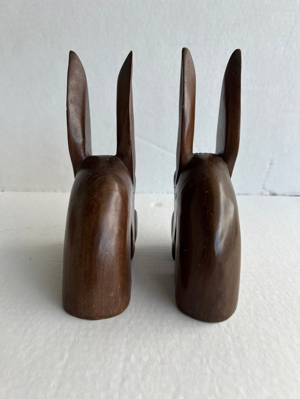 Hand Carved Mahogany Donkey Bookends - set of two