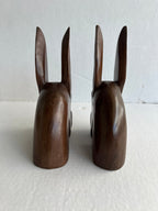 Hand Carved Mahogany Donkey Bookends - set of two