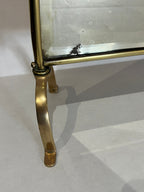 Antique Victorian, Art Nouveau, Rose Painted Brass Mirrored Fireplace Screen