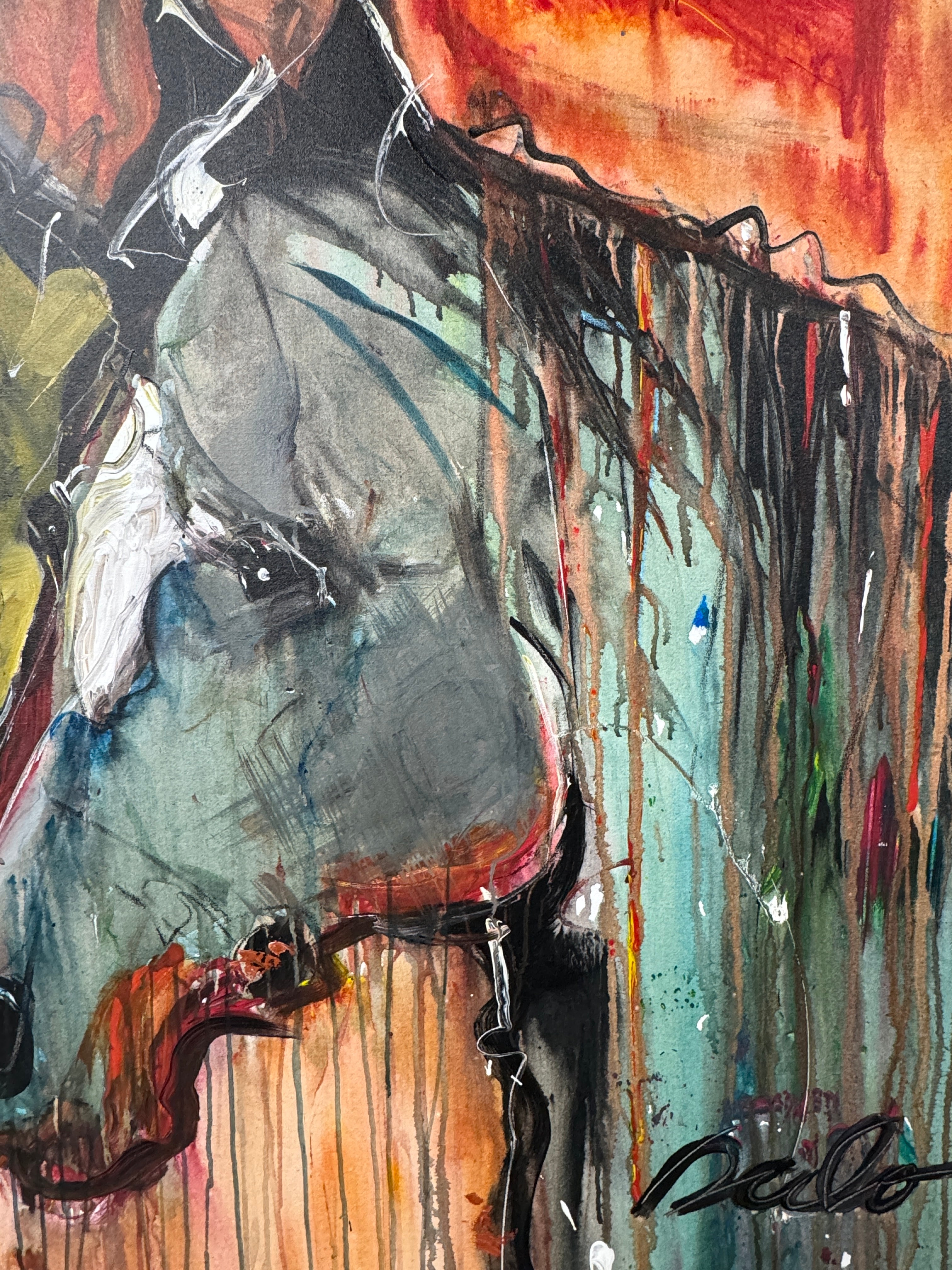 "Ellie & Sallie Mae" the Mustangs by David "Dalo" Banegas - Equestrian Horse Painting, Big Sky Chic, Modern Cowboy, Western Yellowstone