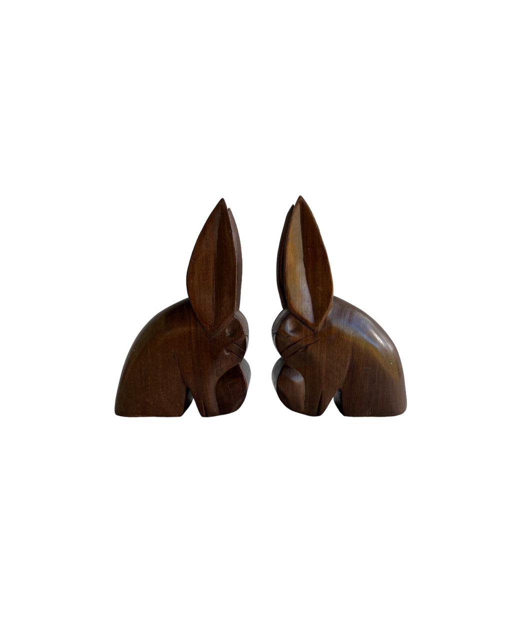 Hand Carved Mahogany Donkey Bookends - set of two