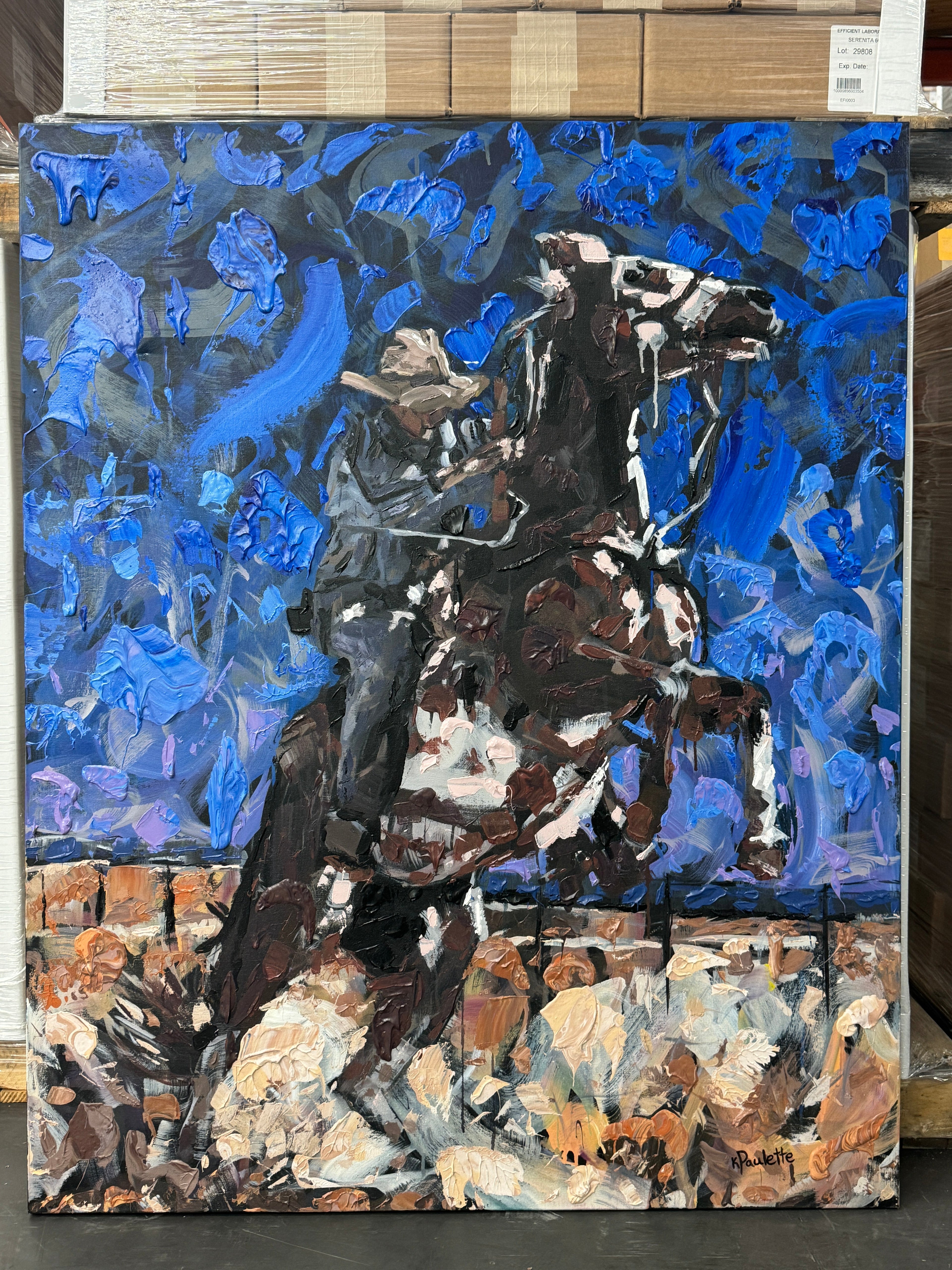 Horsepower by Kent Paulette, Authentic Original Acrylic on Canvas - Equestrian Horse Painting -Big Sky Chic, Modern Cowboy, Western Yellowstone