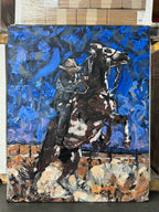 Horsepower by Kent Paulette, Authentic Original Acrylic on Canvas - Equestrian Horse Painting -Big Sky Chic, Modern Cowboy, Western Yellowstone