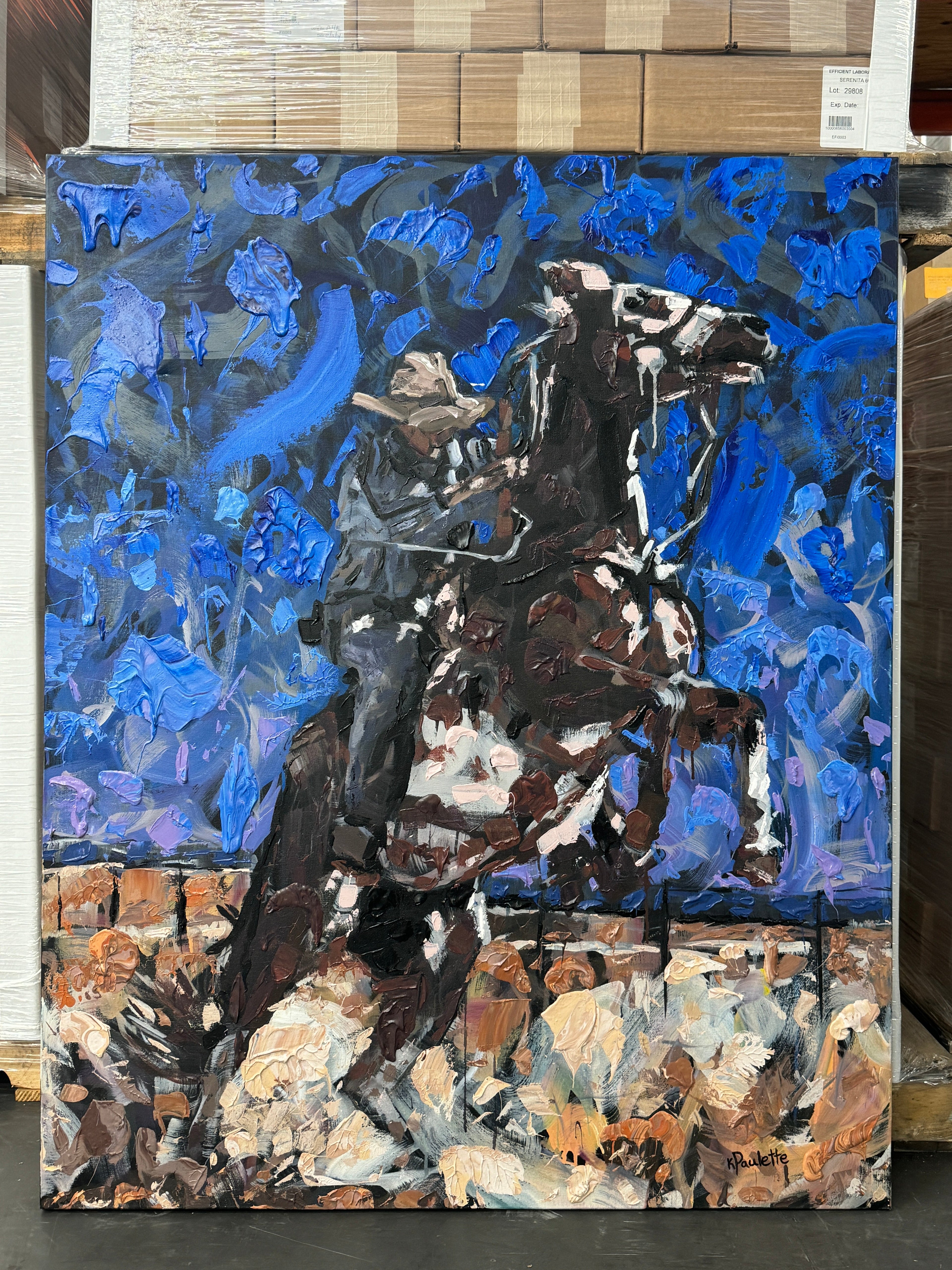 Horsepower by Kent Paulette, Authentic Original Acrylic on Canvas - Equestrian Horse Painting -Big Sky Chic, Modern Cowboy, Western Yellowstone