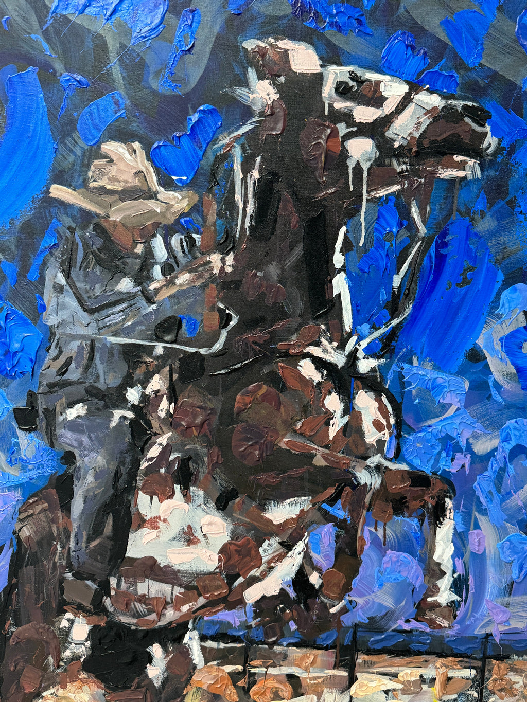 Horsepower by Kent Paulette, Authentic Original Acrylic on Canvas - Equestrian Horse Painting -Big Sky Chic, Modern Cowboy, Western Yellowstone