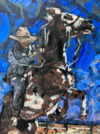 Horsepower by Kent Paulette, Authentic Original Acrylic on Canvas - Equestrian Horse Painting -Big Sky Chic, Modern Cowboy, Western Yellowstone