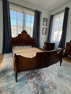 Antique Walnut Full or Double Size Bed with Curved Footboard