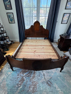 Antique Walnut Full or Double Size Bed with Curved Footboard