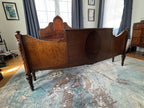 Antique Walnut Full or Double Size Bed with Curved Footboard