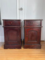 Vintage Victorian Mahogany Nightstands Bedside Cabinets - Set of Two