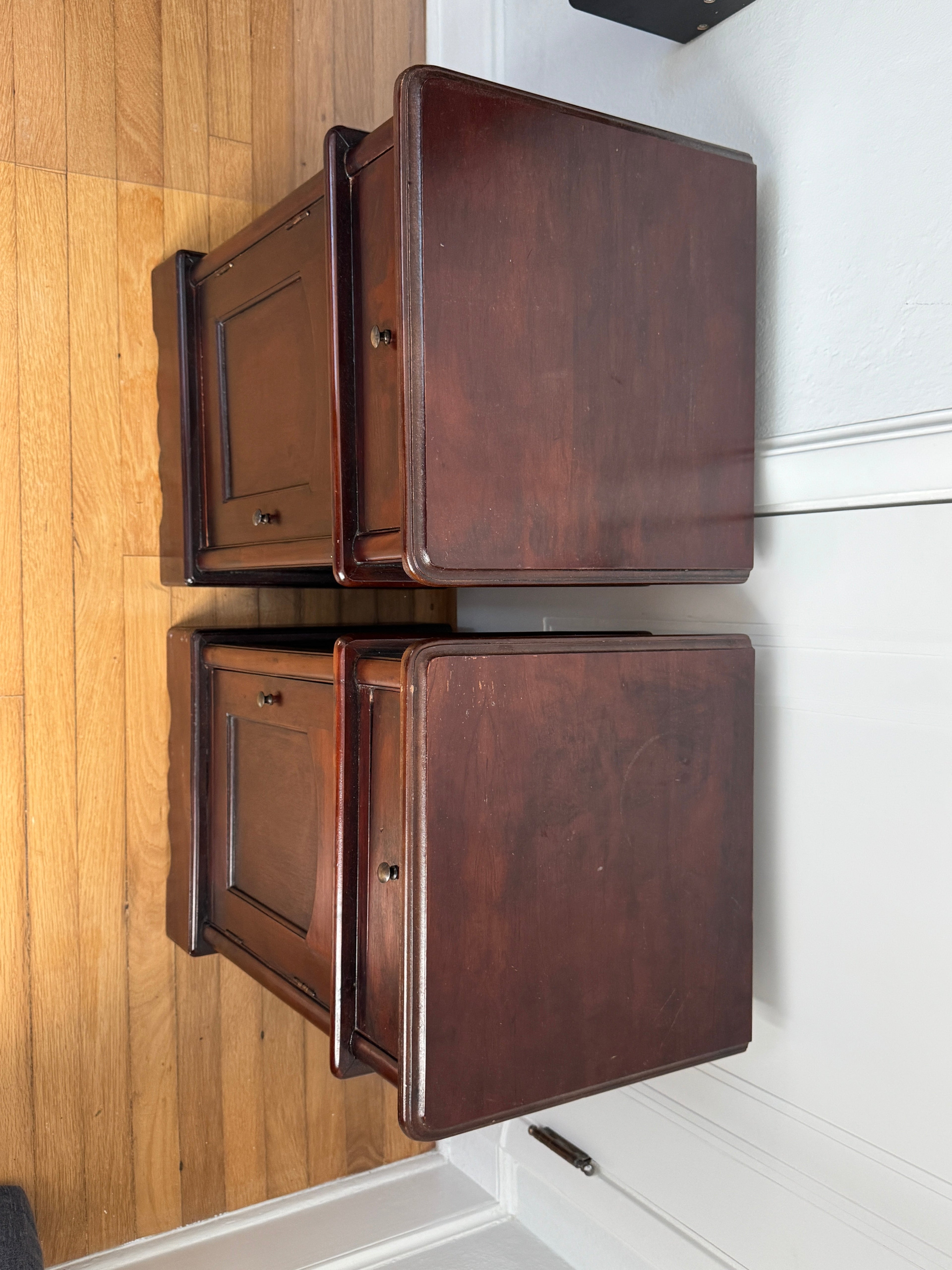 Vintage Victorian Mahogany Nightstands Bedside Cabinets - Set of Two
