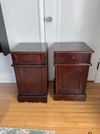 Vintage Victorian Mahogany Nightstands Bedside Cabinets - Set of Two
